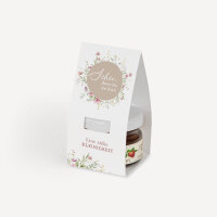 Geschenktäschchen mit Erdbeer Konfitüre "Blooming Romance" Eine süße Kleinigkeit
