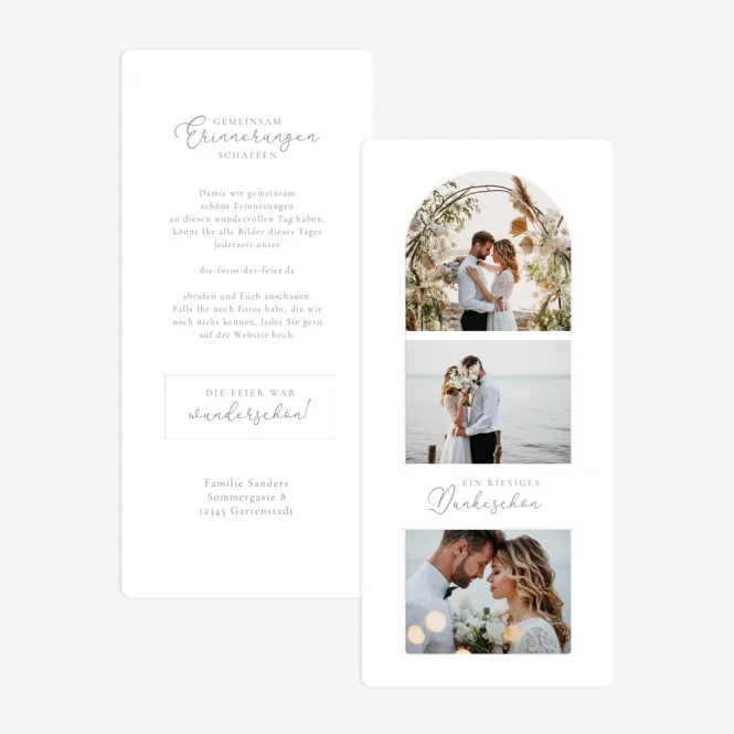 Danksagung Hochzeit mit Lesezeichen "Trilogie"