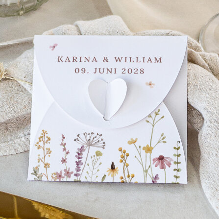 Gastgeschenk Anzuchtset Herz "Wildromantische Blüten" online selbst gestalten