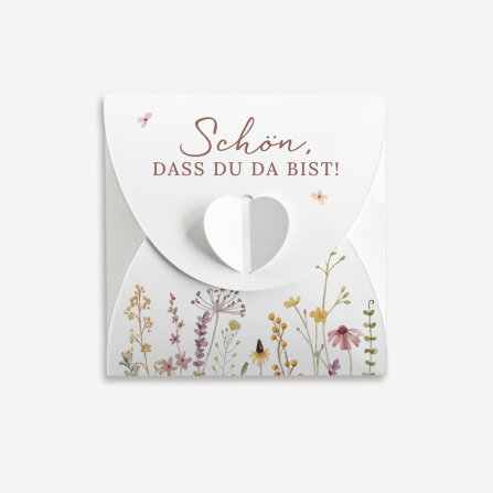 Gastgeschenk Anzuchtset Herz "Wildromantische Blüten" Schön, dass Du da bist!