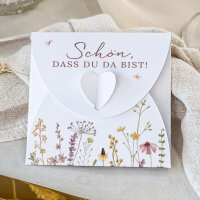 Gastgeschenk Anzuchtset Herz "Wildromantische Blüten" Schön, dass Du da bist!