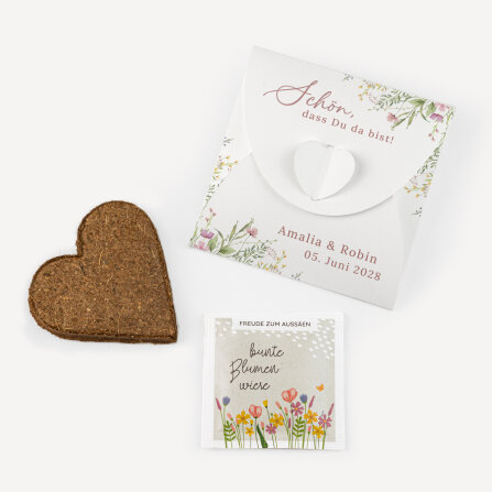 Gastgeschenk Anzuchtset Herz "Blooming Romance"...