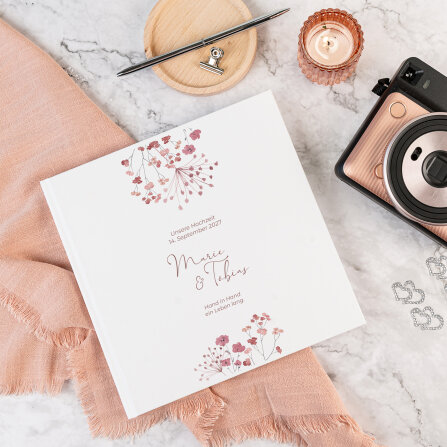Gästebuch Hochzeit zum Ausfüllen "Trockenblumen Blush"