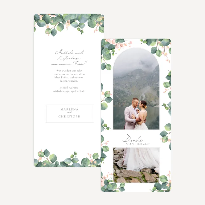 Danksagung Hochzeit mit Lesezeichen "Eukalyptus...