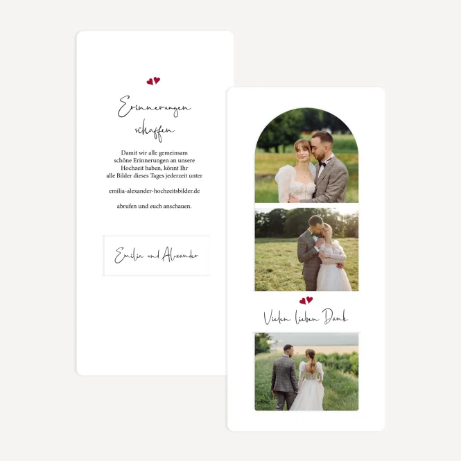 Danksagung Hochzeit mit Lesezeichen "Kalligrafie"