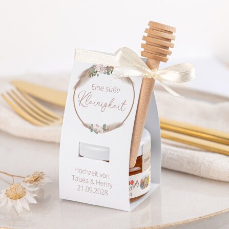 Geschenktäschchen mit Blütenhonig "Boho Pampas"