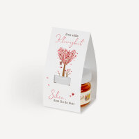 Geschenktäschchen mit Blütenhonig "Baum Herzen" rosa Eine süße Kleinigkeit