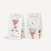 Geschenktäschchen mit Blütenhonig "Baum Herzen" rosa Eine süße Kleinigkeit