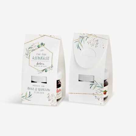 Geschenktäschchen mit Erdbeer Konfitüre "Aquarell Eukalyptus Zweige" online selbst gestalten