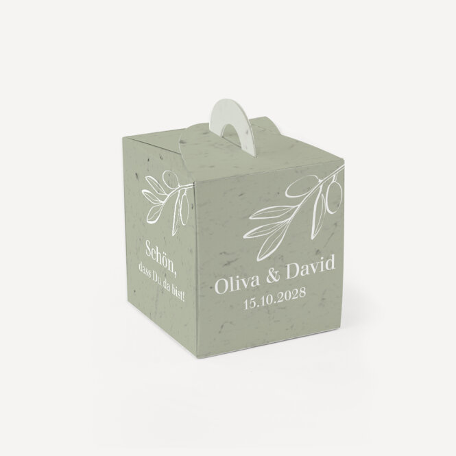 Gastgeschenk Mini Henkelbox "Natural Olive"