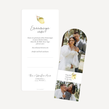 Danksagung Hochzeit mit Lesezeichen "Lemon"