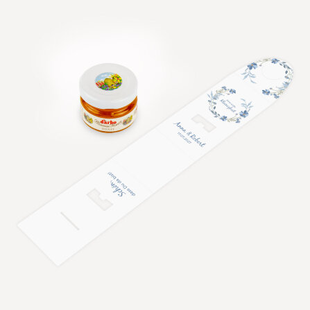 Geschenktäschchen mit Blütenhonig "Blütenkranz blau"