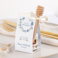 Geschenktäschchen mit Blütenhonig "Blütenkranz blau"