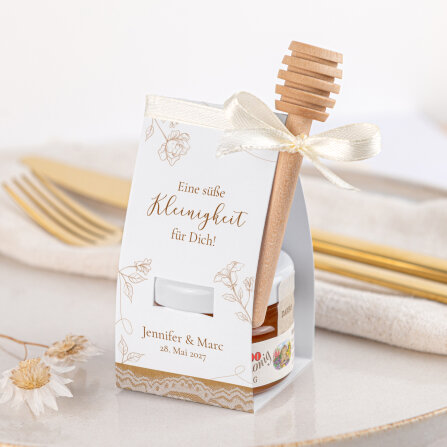 Geschenktäschchen mit Blütenhonig "Rustikale Spitze" online selbst gestalten