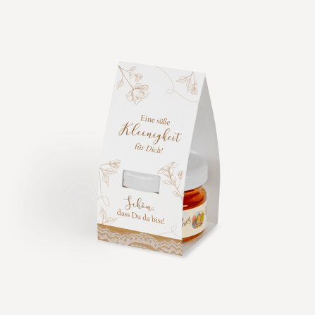 Geschenktäschchen mit Blütenhonig "Rustikale Spitze" Eine süße Kleinigkeit