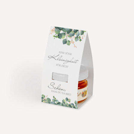 Geschenktäschchen mit Blütenhonig "Eukalyptus Ranken" Eine süße Kleinigkeit