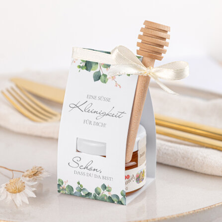 Geschenktäschchen mit Blütenhonig "Eukalyptus Ranken" Eine süße Kleinigkeit