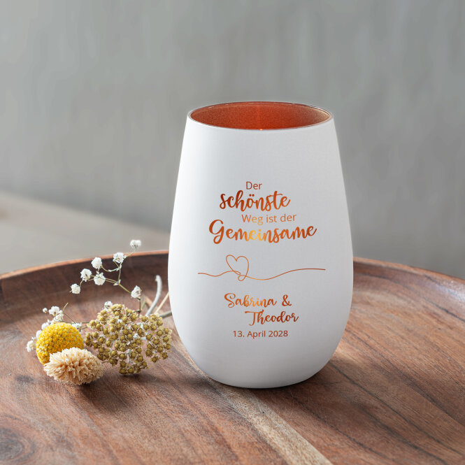 Windlicht Hochzeit mit Gravur "Gemeinsamer Weg"
