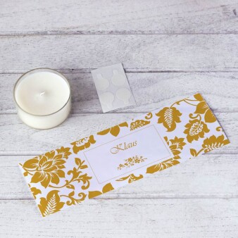 Tischkarte Windlicht Royal Gold inkl. Personalisierung & Maxi Teelicht