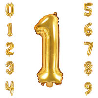 Folienballon Zahlen 0 - 9 gold 86 cm