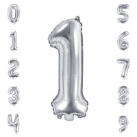 Folienballon Zahlen 0 - 9 silber 86 cm