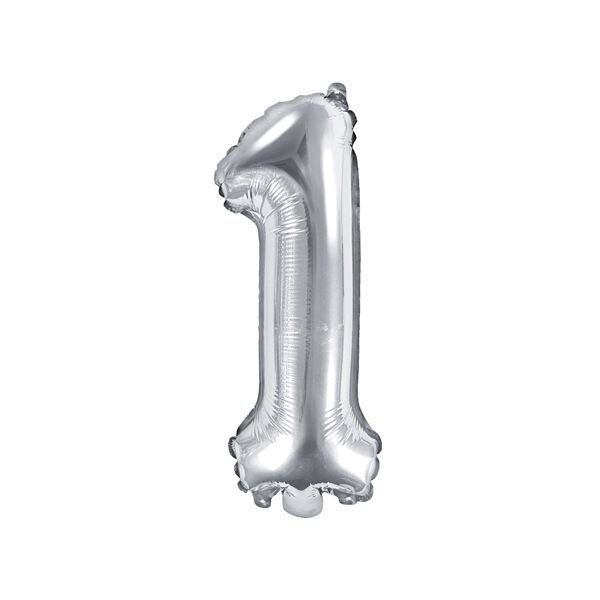 Folienballon Zahl "1" silber 86 cm