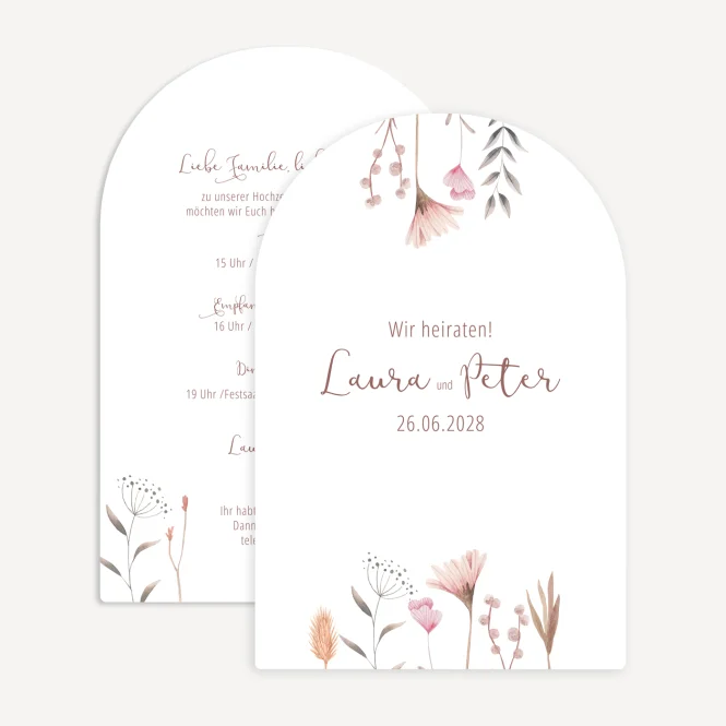Hochzeitseinladung Bogenkarte "Wild Flowers"