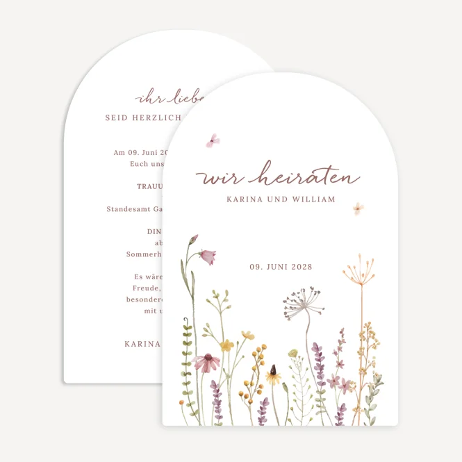 Hochzeitseinladung Bogenkarte "Wildromantische...