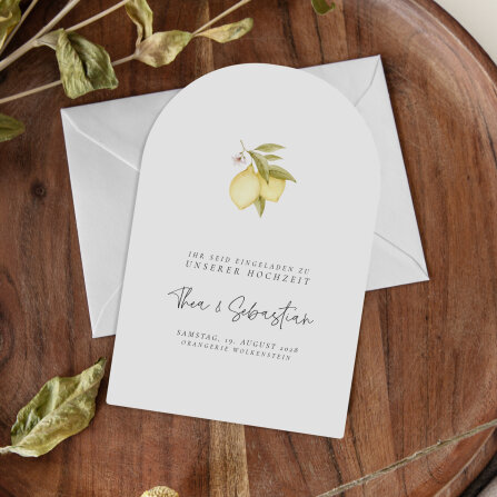 Hochzeitseinladung Bogenkarte "Lemon"