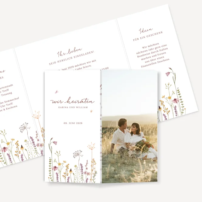 Hochzeitseinladung Altarfalz "Wildromantische...