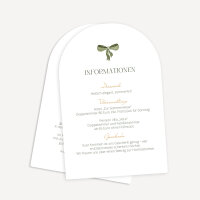 Hochzeitseinladung Kartenduo halbrund "Schleife olive"