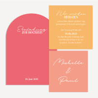 Hochzeitseinladung halbrund "Color Blocking"