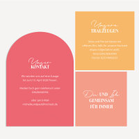 Hochzeitseinladung halbrund "Color Blocking"