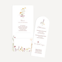 Hochzeitseinladung mit Lesezeichen "Wildromantische Blüten"