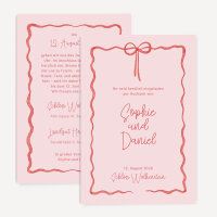 Hochzeitseinladung "Schleife rosa-rot"