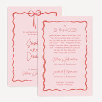 Hochzeitseinladung "Schleife rosa-rot"