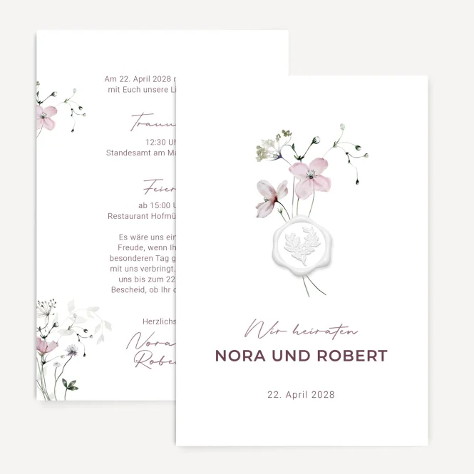 Hochzeitseinladung mit Siegel "Floral Art"