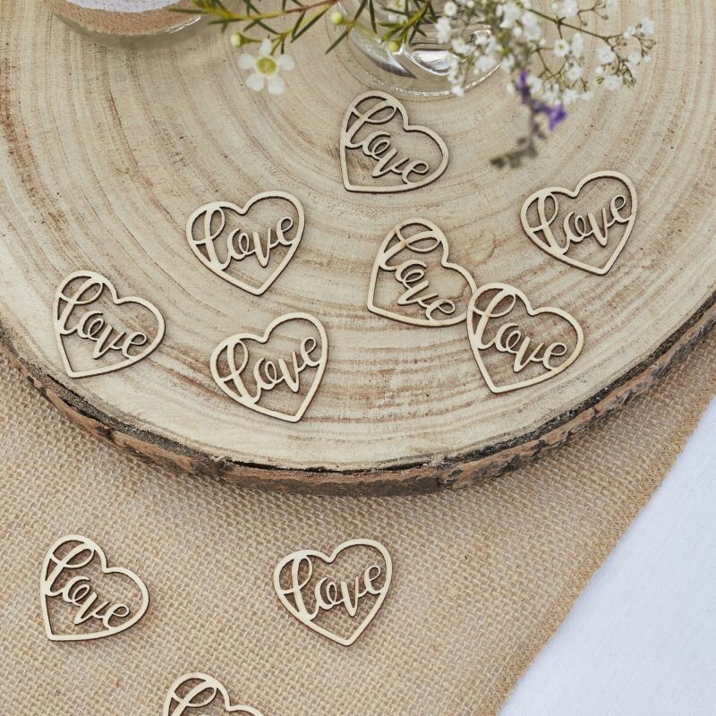50 Stück Holz Herzen Tisch Deko für die Hochzeit Love Liebe Braut 