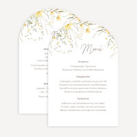 Menükarte Hochzeit Bogenkarte "Blütentraum gelb"