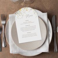 Menükarte Hochzeit Bogenkarte "Blütentraum gelb"