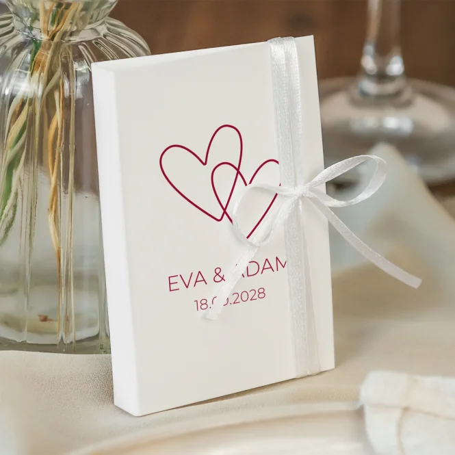 Gastgeschenk Mini Klappkarte "Zwei Herzen"