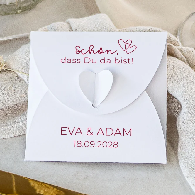 Mini Geschenkumschlag 8,5 x 8,5 cm "Zwei Herzen"