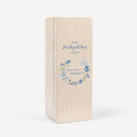 Kerzenbox Holz "Blütenkranz blau"