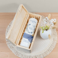 Kerzenbox Holz "Blütenkranz blau"