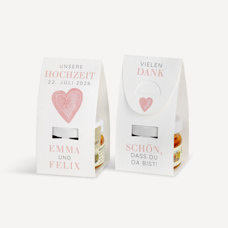 Geschenktäschchen mit Blütenhonig "Herz"