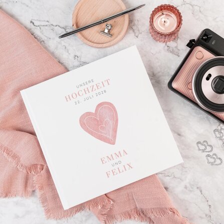 Personalisiertes Gästebuch Hochzeit zum Ausfüllen "Herz"
