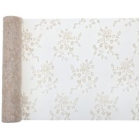 Tischläufer Blüten Stickerei creme 28 cm x 2,5 m