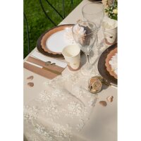 Tischläufer Blüten Stickerei creme 28 cm x 2,5 m