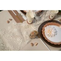 Tischläufer Blüten Stickerei creme 28 cm x 2,5 m