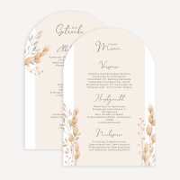 Menükarte Hochzeit Bogenkarte "Trockengras"